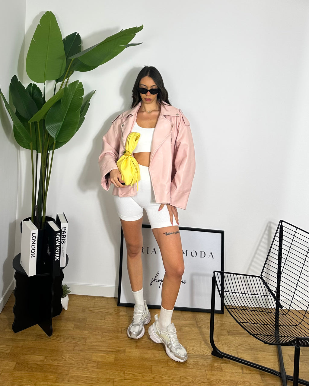 Giacca Chiodo Oversize Pink