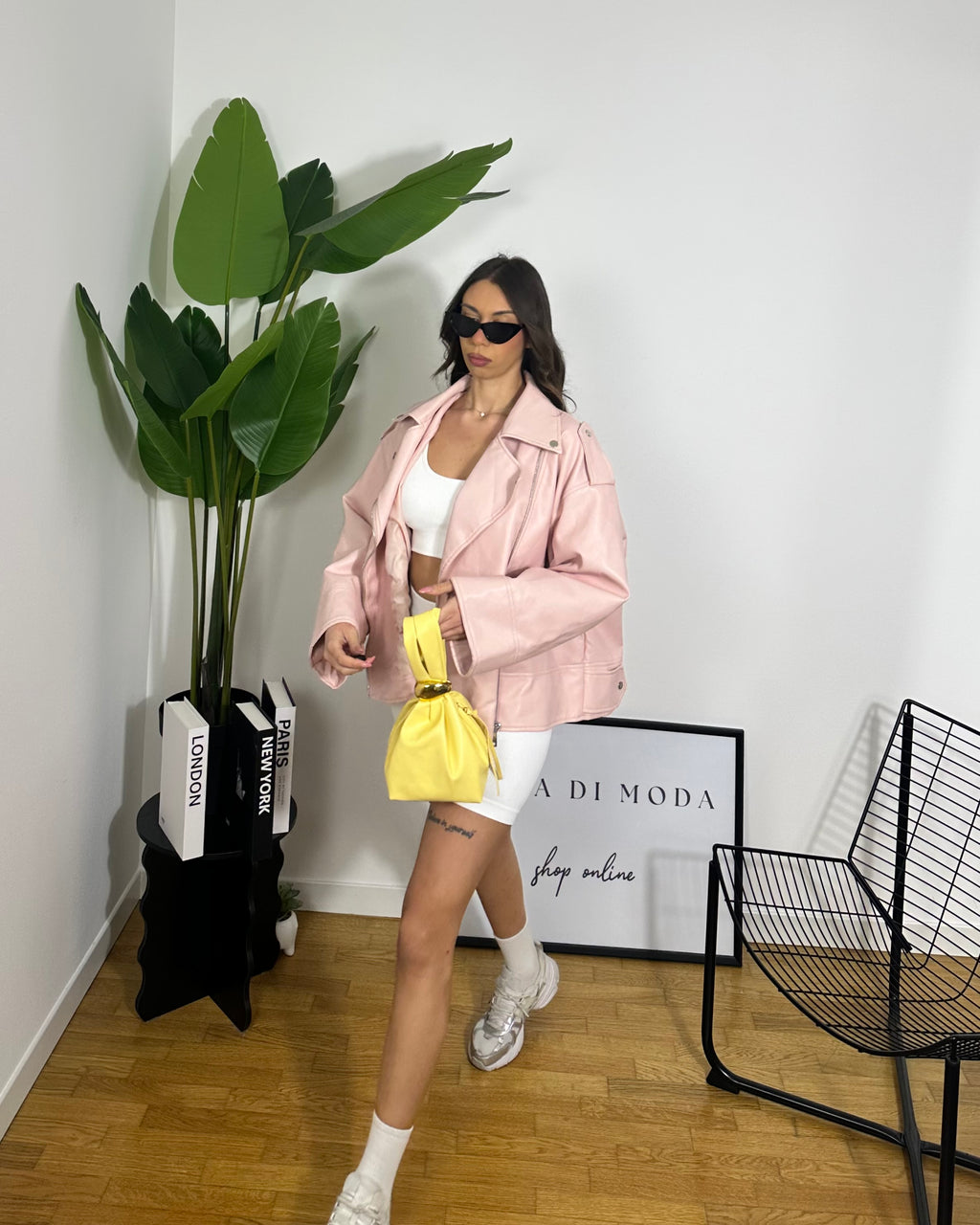 Giacca Chiodo Oversize Pink