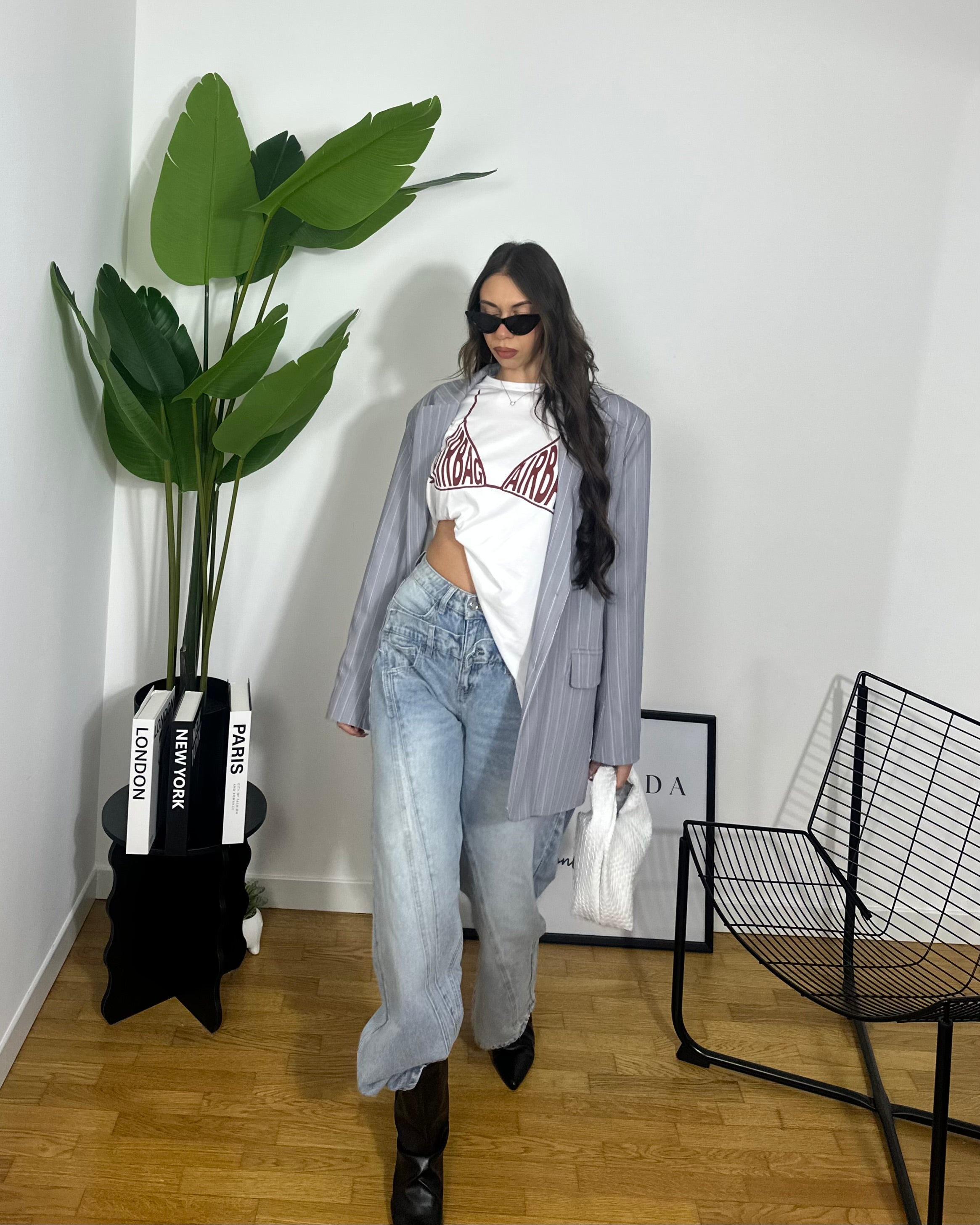 Blazer Over Grey By Lumina