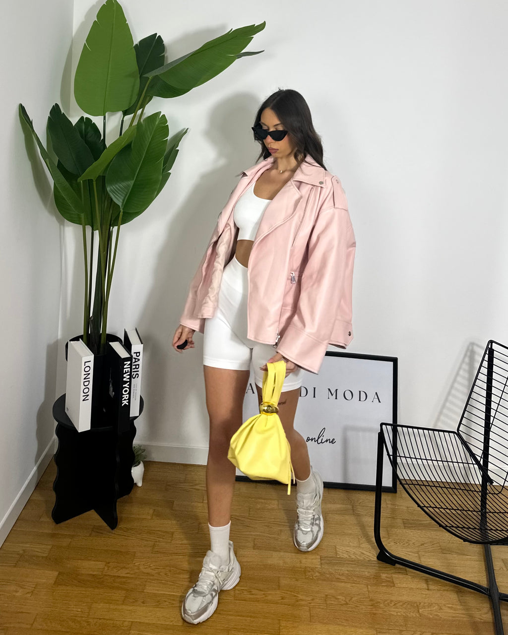 Giacca Chiodo Oversize Pink