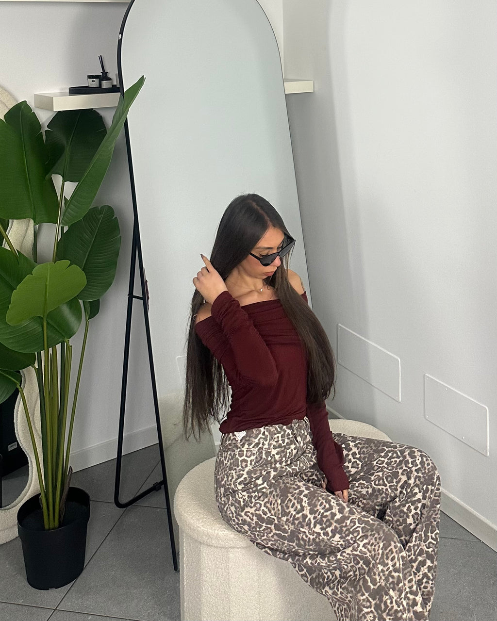 Top Lilly Nero/Panna/Bordeaux/Marrone