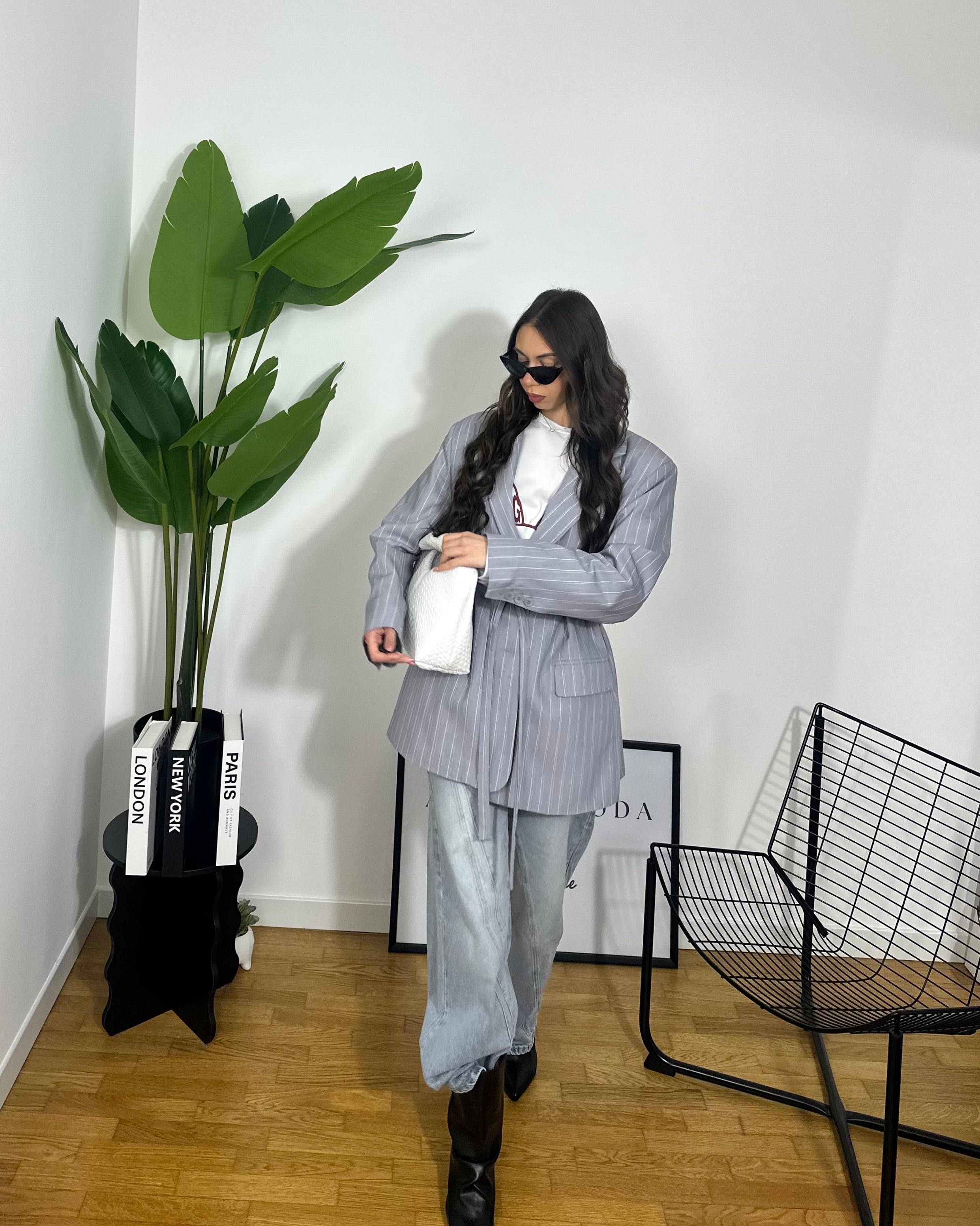 Blazer Over Grey By Lumina