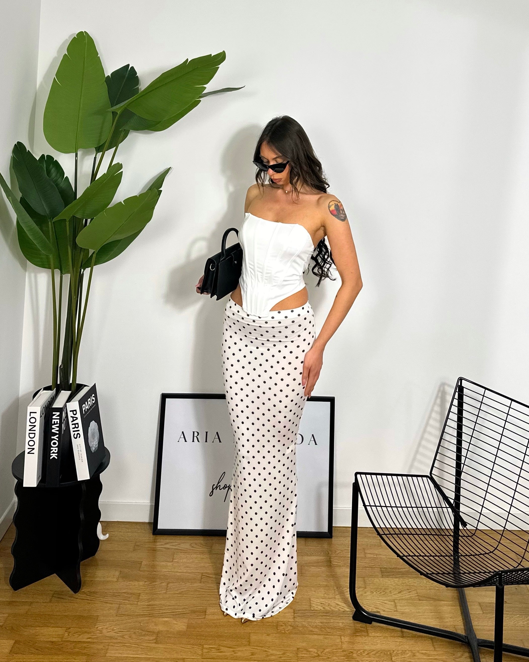 Maxi Skirt Pois White