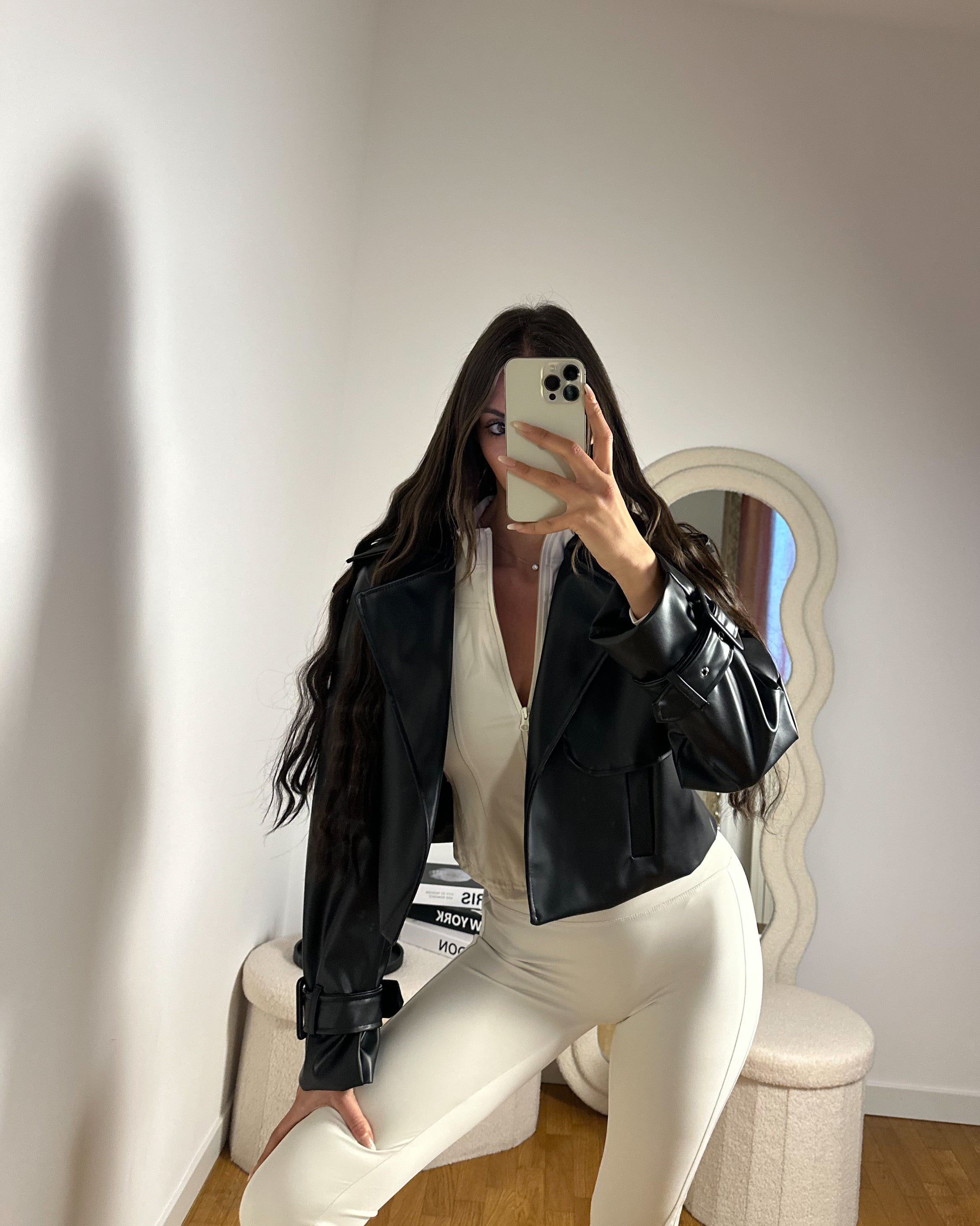 Giacca Trench Ecopelle Crop