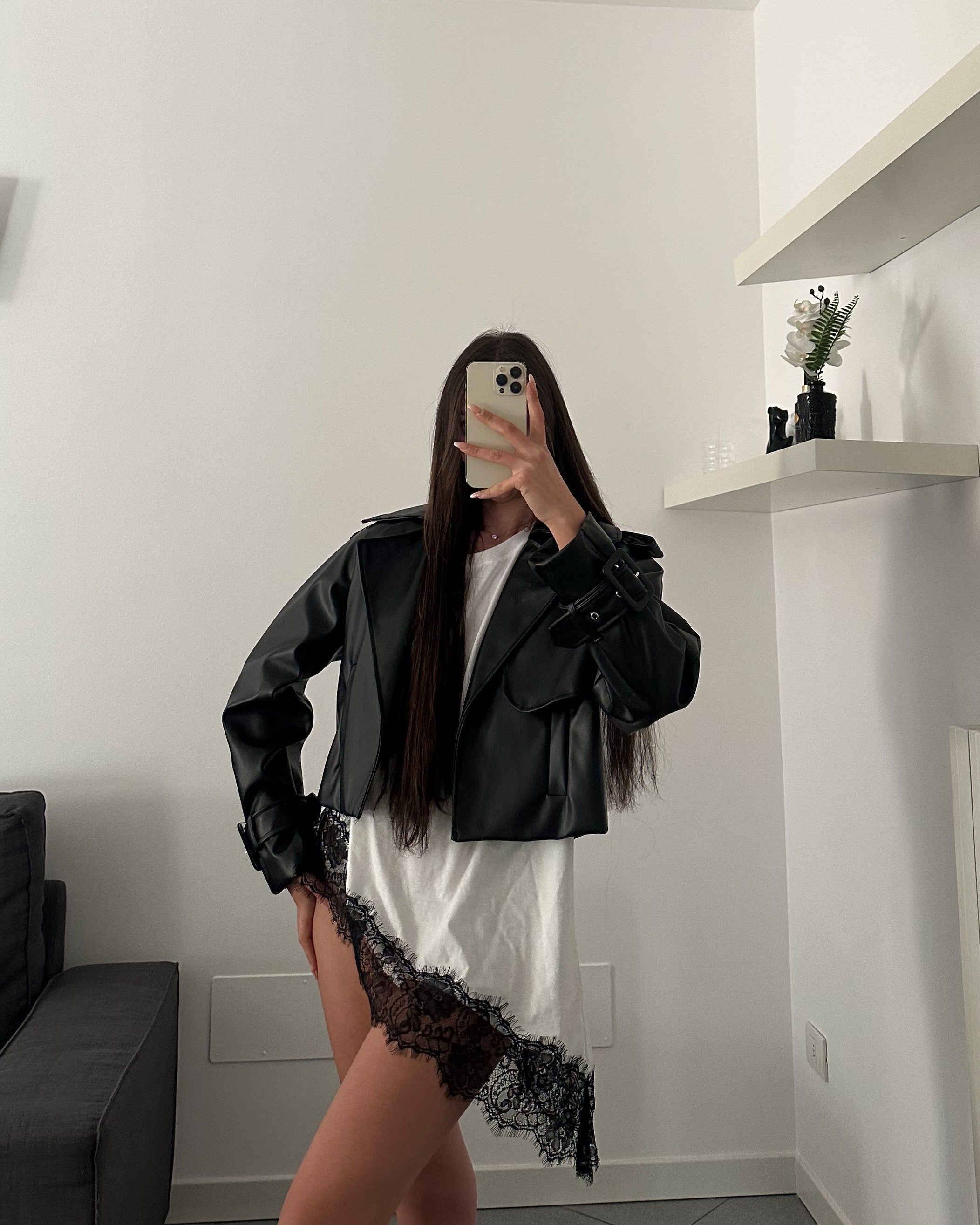 Giacca Trench Ecopelle Crop