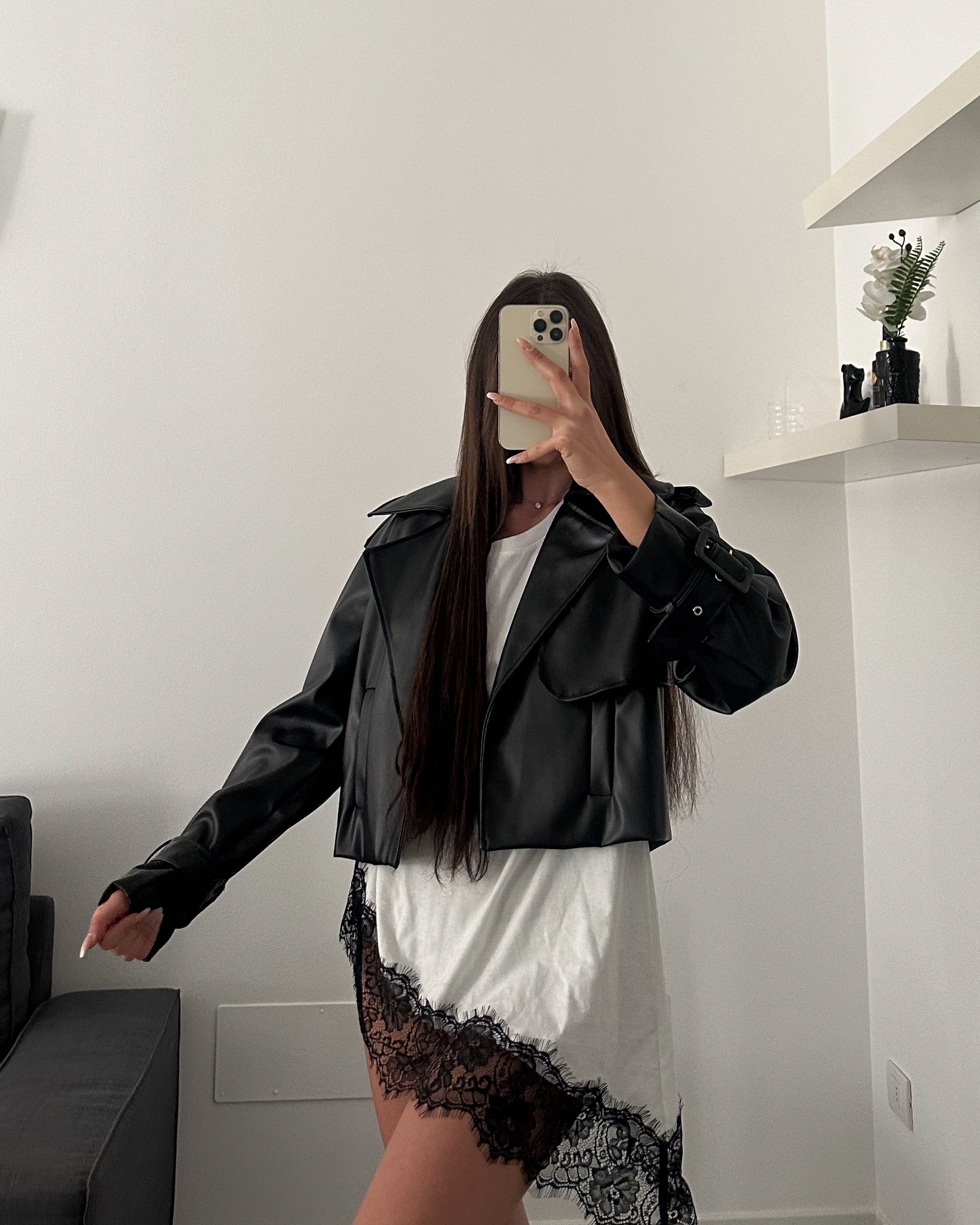 Giacca Trench Ecopelle Crop